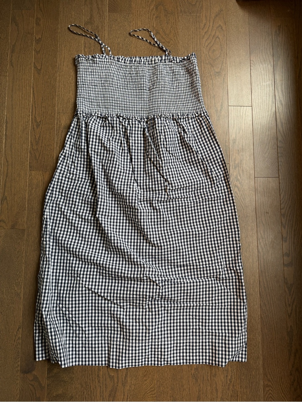 J. Crew Navy and White Gingham Midi Dress